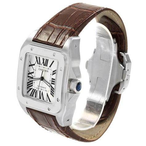 cartier santos 100 brown strap